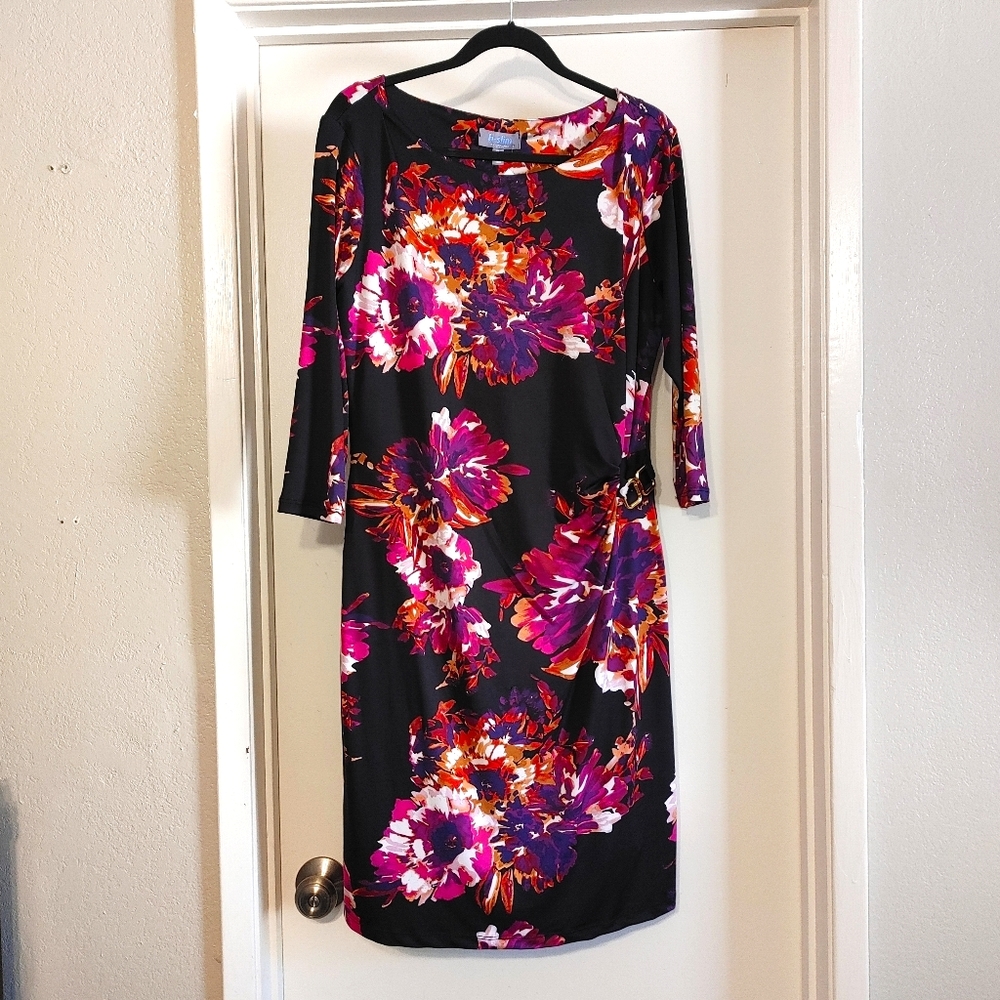 B-Slim faux wrap dress with built-in shaper